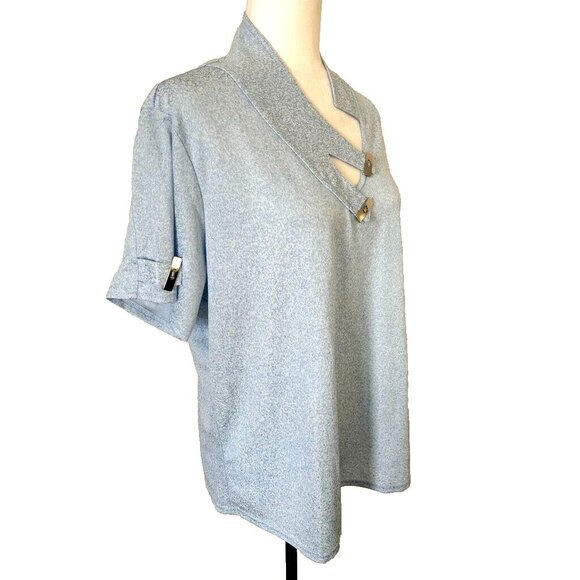 JAMIE SADOCK Short Sleeve Golf Polo Shirt Top Size XL Blue w/ Silver Buttons - Picture 4 of 7